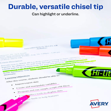 AVERY Hi-Liter Desk-Style Highlighters, Chisel Tip, 12 Highlighters, Assorted Colors, 2 Packs (25601)